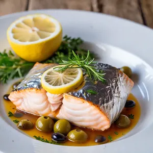 Рецепт Хек в фольге с лимоном и оливками - Подача блюда