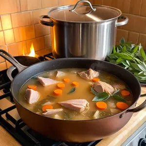 Рецепт Холодец из индейки с шалфеем и чесночным маслом - Приготовление бульона