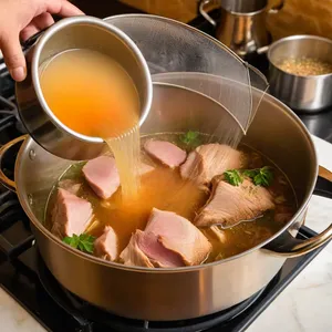 Рецепт Холодец из индейки с шалфеем и чесночным маслом - Финишная обработка бульона
