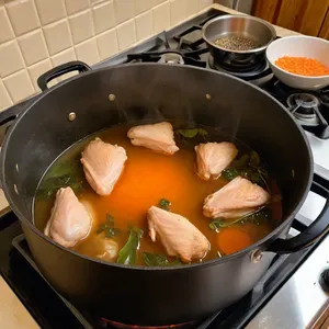 Рецепт Холодец из куриных крылышек с имбирем и медом - Приготовление бульона