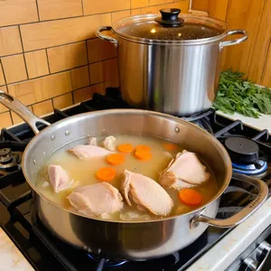 Рецепт Холодец из курицы с лавровым листом и черным перцем - Варка бульона
