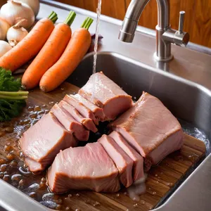 Рецепт Холодец из свиных ребрышек с медом и горчицей - Подготовка мяса и овощей