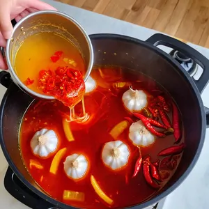 Рецепт Холодец из свиных ушек с чесноком и перцем чили - Добавление чеснока и перца чили