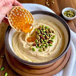 Рецепт Хумус с фисташками и медом - Добавление меда и фисташек