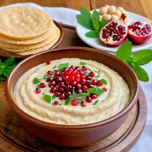 Рецепт Хумус с гранатом и мятой - Подача хумуса