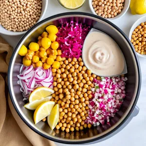 Рецепт Хумус с маринованным имбирем и кунжутным маслом - Смешивание основных ингредиентов
