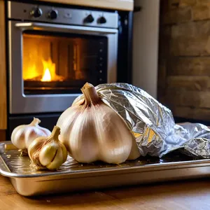 Рецепт Хумус с печеным чесноком и кунжутом - Запекание чеснока