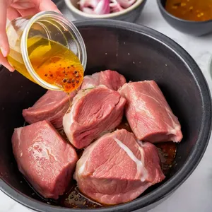 Рецепт Копчёная баранина с гранатовым соусом - Подготовка мяса и маринада