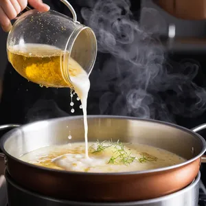 Рецепт Копчёная куриная грудка с соусом из белого вина - Введение вина и сливок