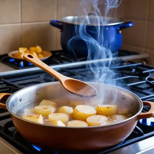 Рецепт Копчёная скумбрия с картофельным пюре - Варка картофеля