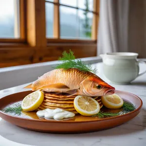 Рецепт Копчёный карп с картофельными галетами - Сборка и подача блюда
