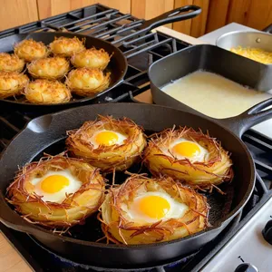 Рецепт Копчёный хариус с картофельными гнездами - Формирование картофельных гнёзд