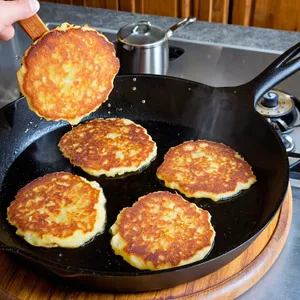 Рецепт Копчёный пеленгас с картофельными лепёшками - Жарка картофельных лепёшек