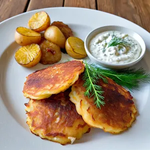Рецепт Копчёный пеленгас с картофельными лепёшками - Подача блюда