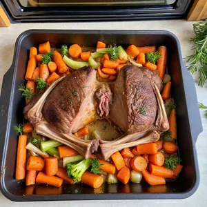 Рецепт Костный бульон с розмарином и тимьяном - Обжарка костей и овощей