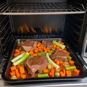 Рецепт Костный бульон с шафраном и лавандой - Обжарка костей и овощей