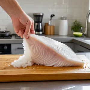 Рецепт Котлеты из палтуса с розмарином и гранатовым соусом - Подготовка филе палтуса