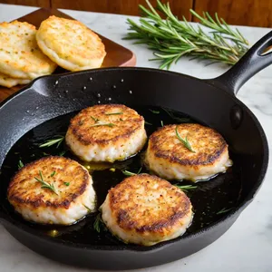 Рецепт Котлеты из палтуса с розмарином и гранатовым соусом - Обжарка котлет