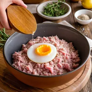 Рецепт Котлеты из тунца с розмарином и лимонным соусом - Приготовление фарша