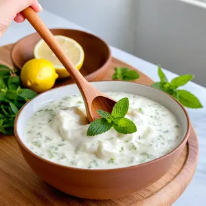 Рецепт Котлеты с брусникой и мятным йогуртом - Приготовление мятного йогурта