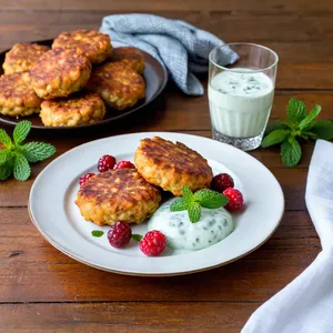 Рецепт Котлеты с брусникой и мятным йогуртом - Подача блюда