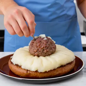 Рецепт Котлеты с голубым сыром и грушевым джемом - Формирование котлет