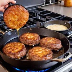 Рецепт Котлеты с голубым сыром и грушевым джемом - Жарка котлет