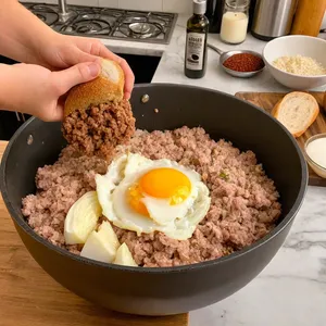 Рецепт Котлеты с грибами и сливочным соусом - Приготовление фарша