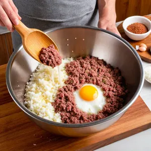 Рецепт Котлеты с инжиром и козьим сыром - Приготовление фарша