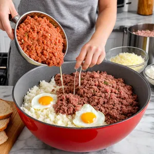 Рецепт Котлеты с хрустящей корочкой и ягодным соусом - Приготовление фарша
