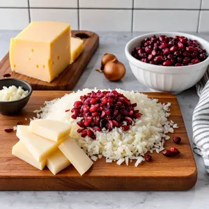 Рецепт Котлеты с копченым сыром и клюквенным соусом - Подготовка ингредиентов