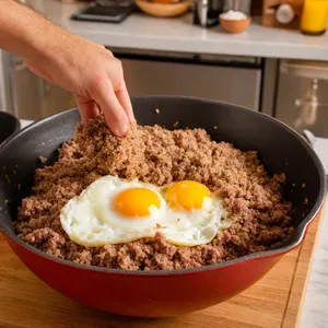 Рецепт Котлеты с копченым сыром и клюквенным соусом - Приготовление фарша