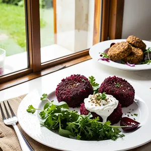 Рецепт Котлеты с печеной свеклой и козьим сыром - Подача и украшение