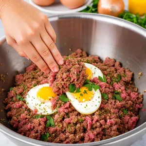 Рецепт Котлеты с пряными травами и чесночным маслом - Приготовление фарша