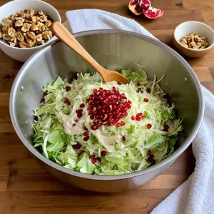 Рецепт Коул-слоу с гранатом и грецкими орехами - Смешивание салата