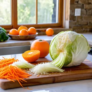 Рецепт Коул-слоу с мандарином и кедровыми орешками - Подготовка овощей