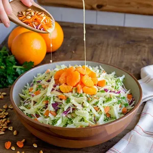 Рецепт Коул-слоу с мандарином и кедровыми орешками - Сборка салата