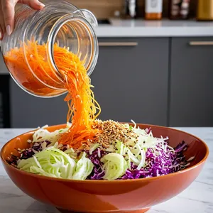 Рецепт Коул-слоу с маринованным имбирем и кунжутом - Заправка и добавление кунжута
