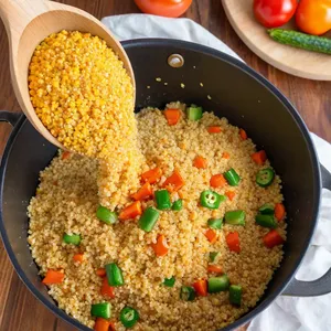 Рецепт Кулеш с брынзой и шпинатом - Приготовление пшена