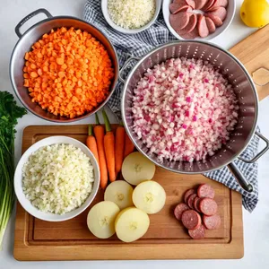 Рецепт Кулеш с колбасками и перловкой - Подготовка ингредиентов
