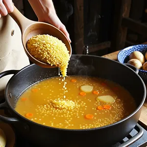 Рецепт Кулеш с копченой скумбрией и картофелем - Добавление пшена