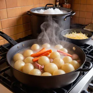 Рецепт Кулеш с копченой свининой и гречкой - Варка картофеля