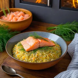Рецепт Кулеш с копченым лососем и укропом - Подача блюда