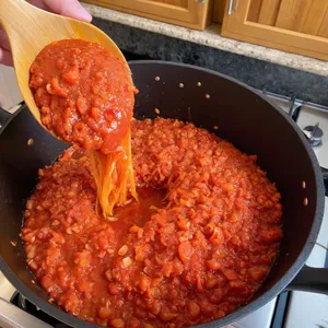Рецепт Кулеш с копченым окороком и ячменем - Добавление томатной пасты и чеснока