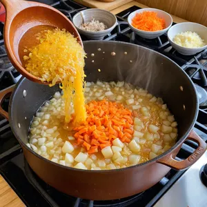 Рецепт Кулеш с копченым сыром и картофелем - Обжарка овощей