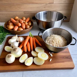 Рецепт Кулеш с копчеными ребрышками и ячменем - Подготовка ингредиентов