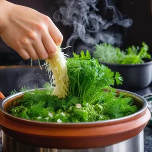 Рецепт Кулеш с копчеными ребрышками и ячменем - Добавление чеснока и зелени