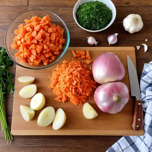 Рецепт Кулеш с пшеном и курицей - Подготовка курицы и овощей