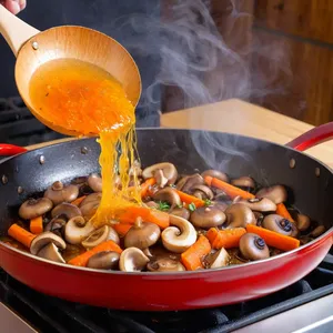 Рецепт Кулеш с шампиньонами и сливками - Обжарка овощей и грибов