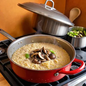 Рецепт Кулеш с шампиньонами и сливками - Варка пшена